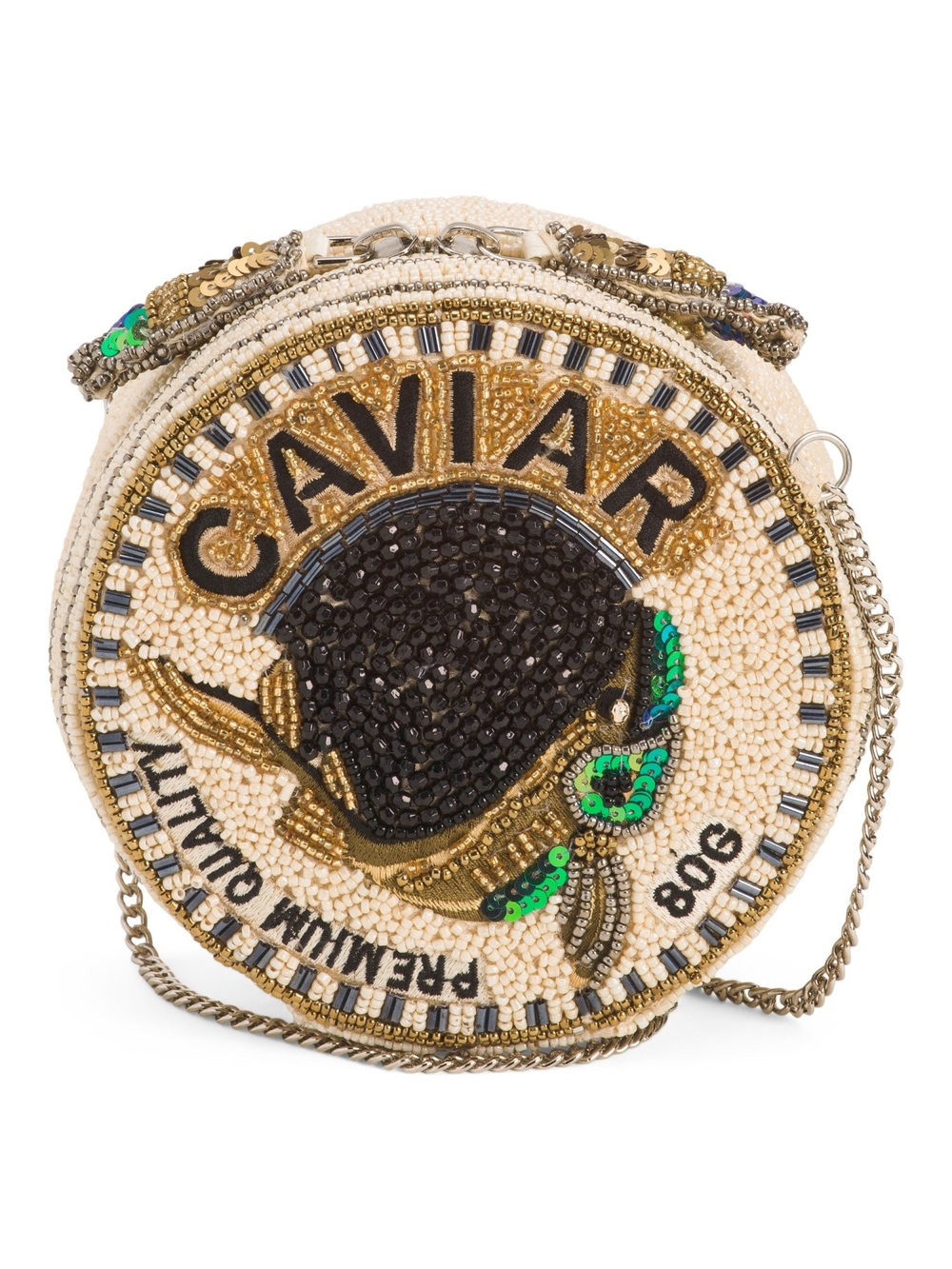 Beaded Caviar Round Handbag